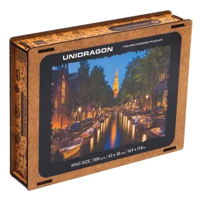 UNIDRAGON dřevěné puzzle VEČERNÍ AMSTERDAM velikost KS (43x30cm)