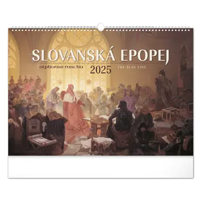 Kalendář 2025 nástěnný: Slovanská epopej - Alfons Mucha, 48 × 33 cm