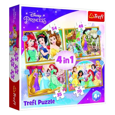 Trefl Puzzle Disney princezny: Šťastný den 4v1 (35,48,54,70 dílků) - Trefl