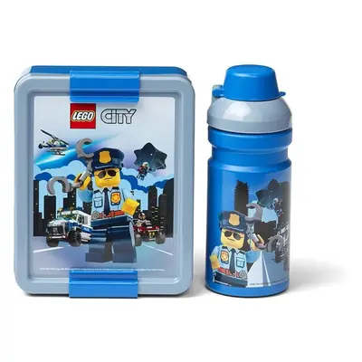 Svačinový set LEGO City (láhev a box) - modrá