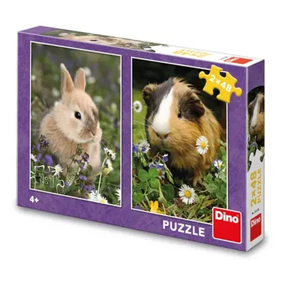 Puzzle Králíček a morče 2 x 48 dílků - Dino