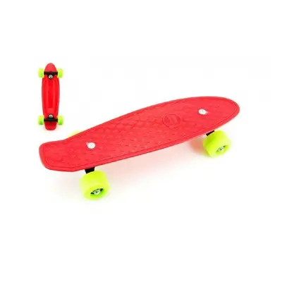 Skateboard - pennyboard 43cm, nosnost 60kg kovové osy, červený, zelená kola