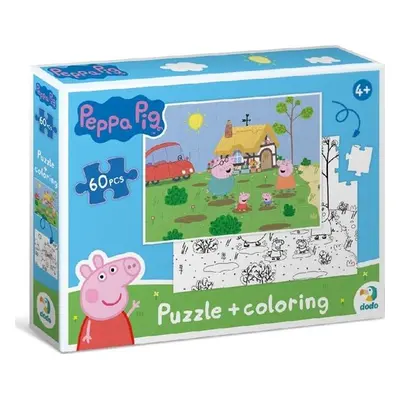 Oboustranné puzzle Prasátko Peppa: Na chalupě 60 dílků