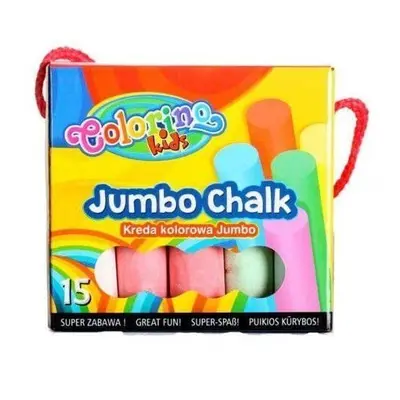 Colorino křídy chodníkové JUMBO, Ø 2,2 cm, box s uchem, 8 barev