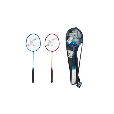 Sada badminton pálky 2ks + míček 2ks 65cm kov/plast 2 barvy v pouzdře