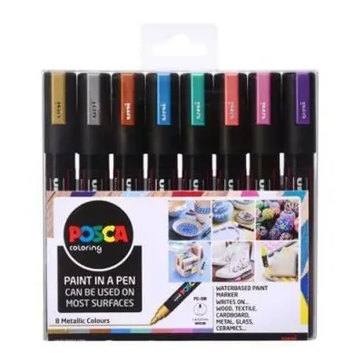 Posca sada popisovačů PC-5M, 1,8 - 2,5 mm, metalické barvy (8 ks)