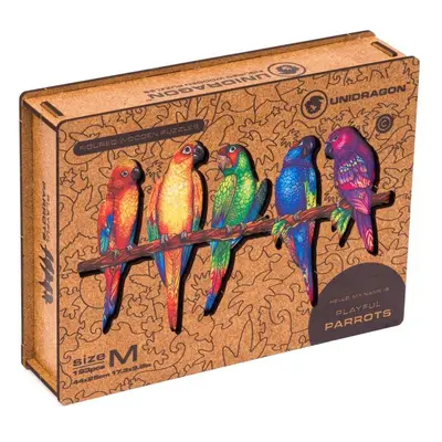 UNIDRAGON dřevěné puzzle PAPOUŠCI velikost M (44x25cm)