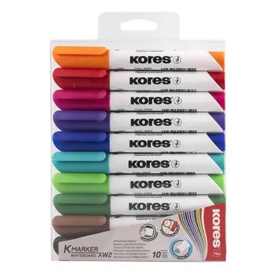 Kores K-MARKER Popisovač na bílé tabule, kulatý hrot 3 mm, mix 10 barev