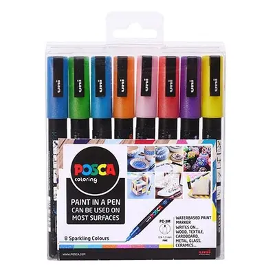 Posca sada popisovačů PC-3M, 0,9 - 1,3 mm, třpytivé barvy (8 ks)