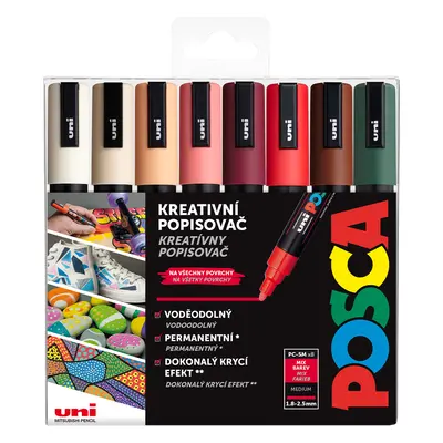 Posca sada popisovačů PC-5M, AUTUMN, 1,8 - 2,5 mm, mix zemitých tónů (8 ks)