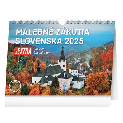 NOTIQUE Stolový kalendár Malebné zákutia Slovenska 2025 s extra veľkým kalendáriom, 30 x 21 cm S