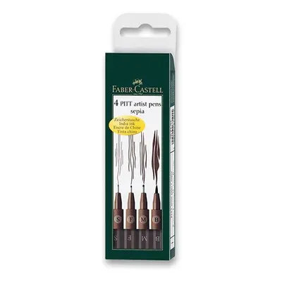 Faber - Castell Popisovač Pitt Artist Pen - sepia (S,F,M,B) 4 ks