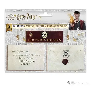 Harry Potter Magnety - Dopis a nástupiště 9 a 3/4 / Sada 3 ks