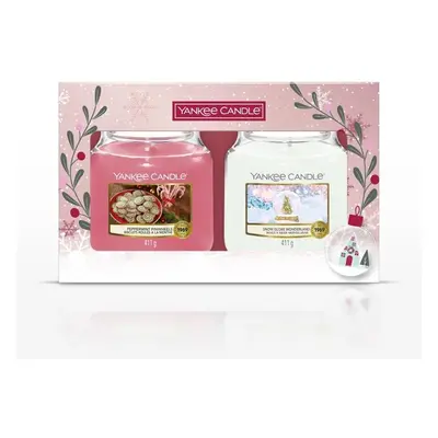 YANKEE CANDLE Dárková sada 2 ks vonných svíček 411g/Snow Globe Wonderland, Peppermint Pinwheels