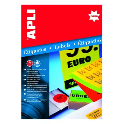 APLI univerzální etikety fluo, 64 x 33,9 mm, žluté