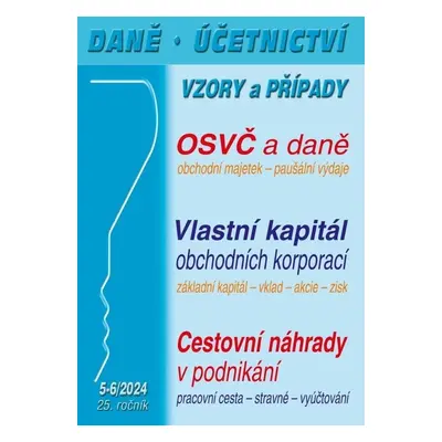 DÚVaP 5-6/2024 OSVČ z pohledu daně z příjmů, Vlastní kapitál obchodních korporací, Cestovní náhr