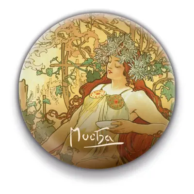 Magnet Alfons Mucha – Podzim, kulatý, 5 cm