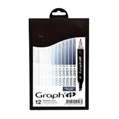 Graph´it Set alkoholových popisovačů, 12ks – Cool Grey