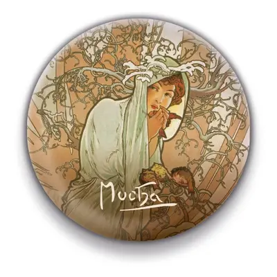 Magnet Alfons Mucha – Zima, kulatý, 5 cm