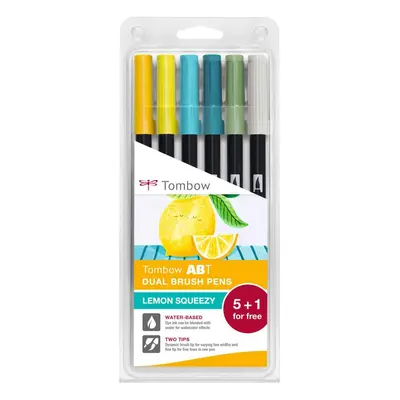 Tombow ABT Dual Pen Brush sada oboustranných štětcových fixů - Lemon Squeezy 6 ks