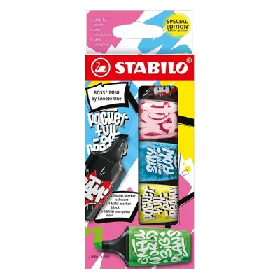 STABILO BOSS MINI by Snooze One - růžová, modrá, žlutá, zelená a černá