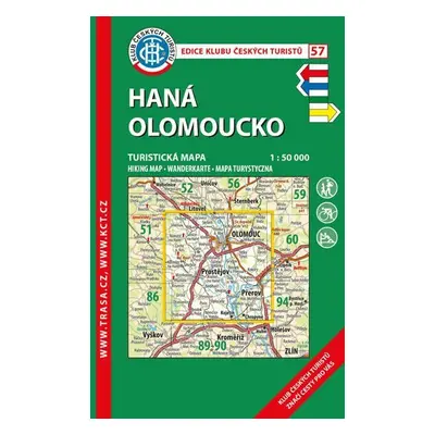 KČT 57 Haná Olomoucko 1:50 000/turistická mapa