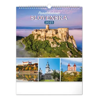 NOTIQUE Nástenný kalendár Pamätihodnosti Slovenska 2025, 30 x 34 cm Slovensky