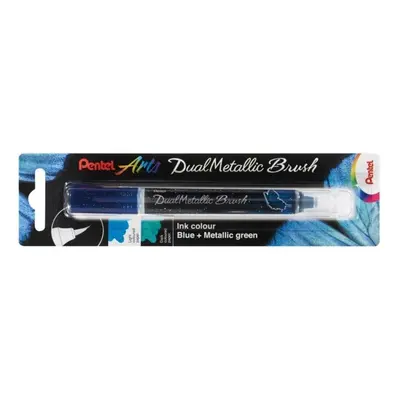 Pentel Dual Metallic Brush štětečkový popisovač - modrý