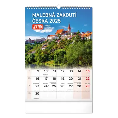 Kalendář 2025 nástěnný: Malebná zákoutí Česka s extra velkým kalendáriem, 33 × 46 cm Slovensky