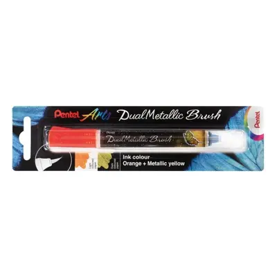 Pentel Dual Metallic Brush štětečkový popisovač - oranžový