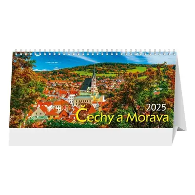 Kalendář 2025 Čechy a Morava, stolní, 29,7 x 13,8 cm