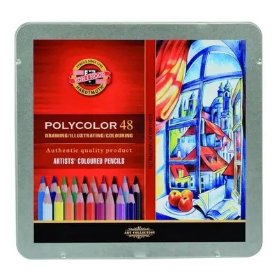 Koh-i-noor pastelky umělecké POLYCOLOR kreslířská sada 48 ks v plechové krabičce