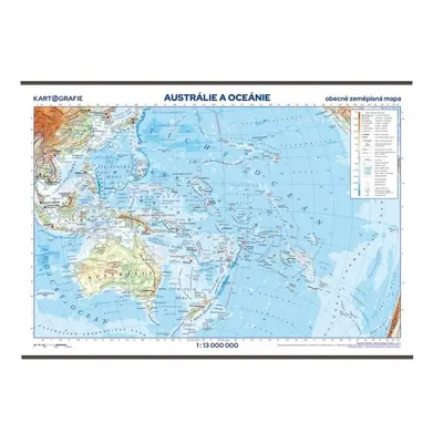 Austrálie a Oceánie - školní nástěnná zeměpisná mapa 1:13 mil./136x96 cm, 2. vydání