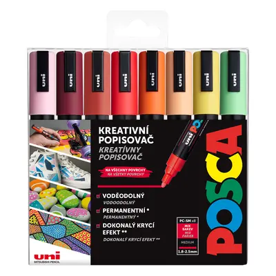 Posca sada popisovačů PC-5M, SUMMER, 1,8 - 2,5 mm, mix teplých tónů (8 ks)