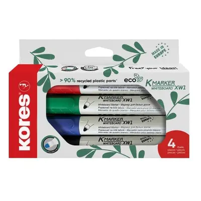 Kores Popisovač Eco K-Marker - 4 barvy (černá, červená, modrá, zelená)