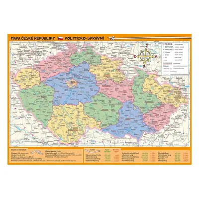 Mapa České republiky – zeměpisná a politicko-správní