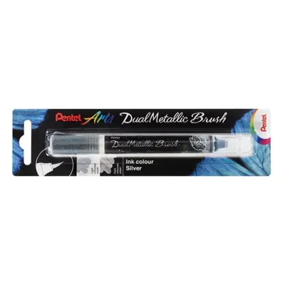 Pentel Dual Metallic Brush štětečkový popisovač - stříbrný