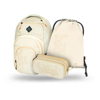 BAAGL 3 SET Coolmate Beige: batoh, penál, sáček