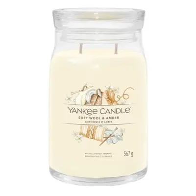 YANKEE CANDLE Soft Wool & Amber svíčka 567g / 2 knoty (Signature velký)