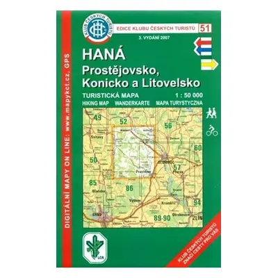 Haná Prostějovsko, Konicko /KČT 51 1:50T Turistická mapa