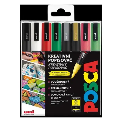 Posca sada popisovačů PC-3M, CHRISTMAS, 0,9 - 1,3 mm, mix vánočních barev (8 ks)