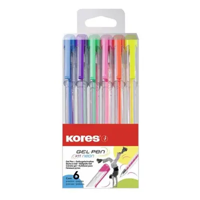 Kores K11 Pen Neon - sada 6 neonových barev (modrá, zelená, oranžová, žlutá, růžová, fialová)