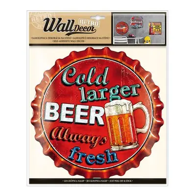 Wall decor Retro Cold larger BEER - samolepící dekorace 30,5x38 cm