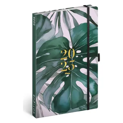 NOTIQUE Týdenní diář Monstera 2025, 13 x 21 cm