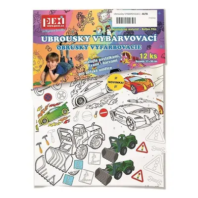 Vybarvovací ubrousky Auta 12 kusů