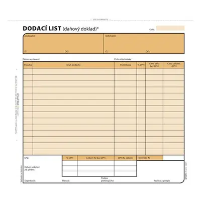 Dodací list, 21 × 20 cm, 100 listů, NCR