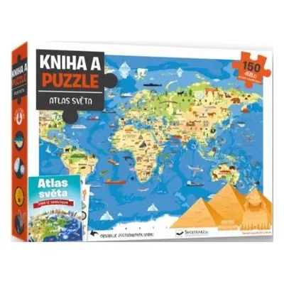 Kniha a puzzle Atlas světa