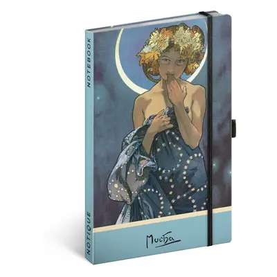 NOTIQUE Notes Alfons Mucha – Luna, tečkovaný, 13 x 21 cm