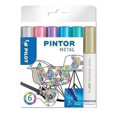 PILOT Pintor Medium Sada akrylových popisovačů 1,5-2,2mm - Metal 6 ks