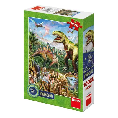 Svět dinosaurů: svítící neonové puzzle 100XL dílků - Dino